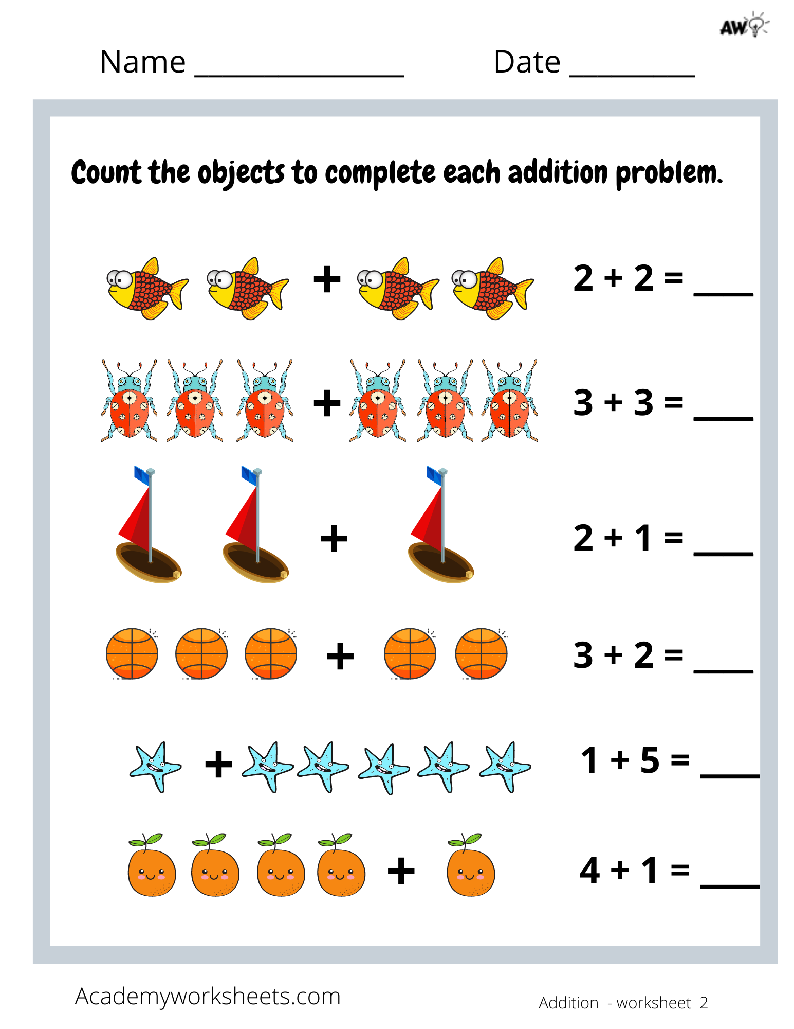 Addition Sums To 5 With Pictures Academy Worksheets