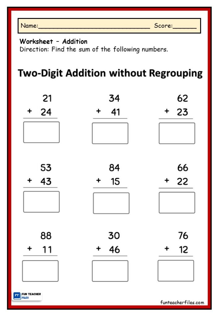 Free Addition Worksheets: With and Without Regrouping