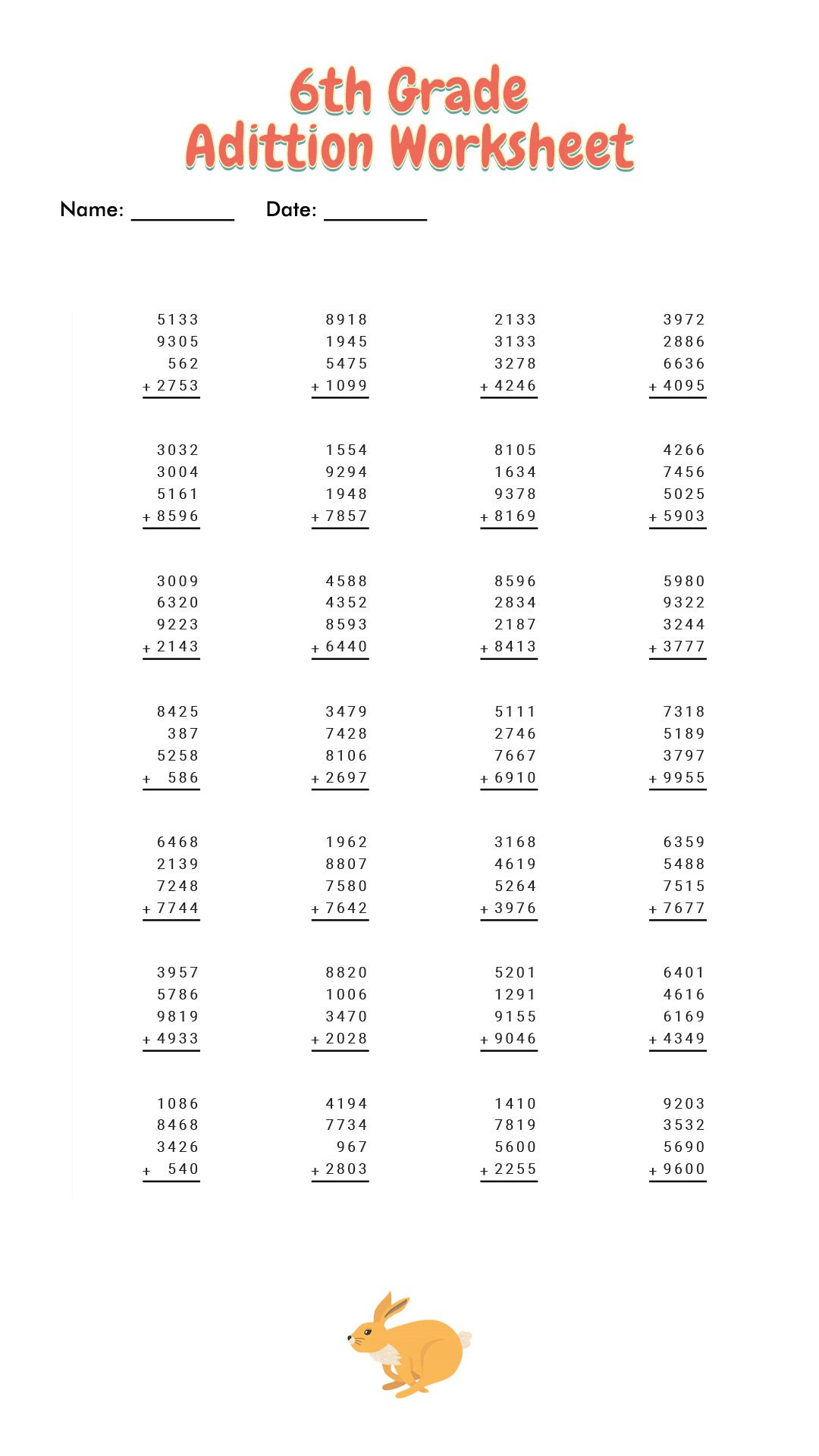 Addition Worksheets First Grade 8Th Grade Math Worksheets Summer