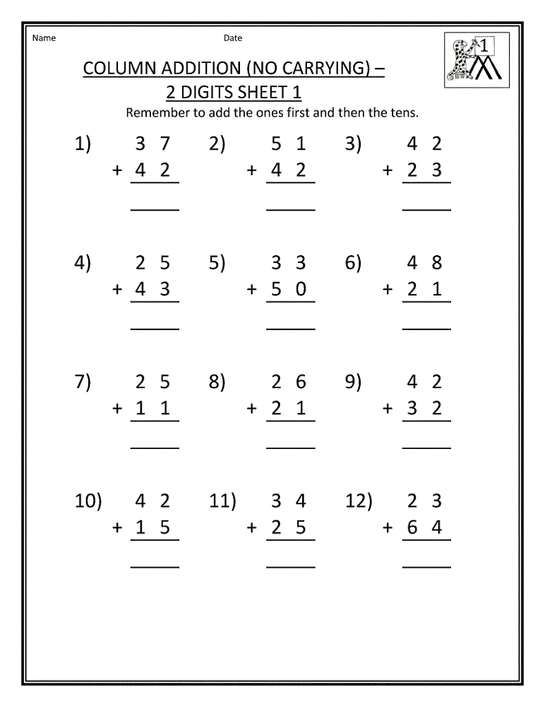 Addition Worksheets Grade 1