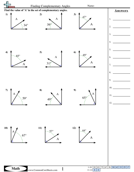 Additive Angles 4Th Grade Worksheet