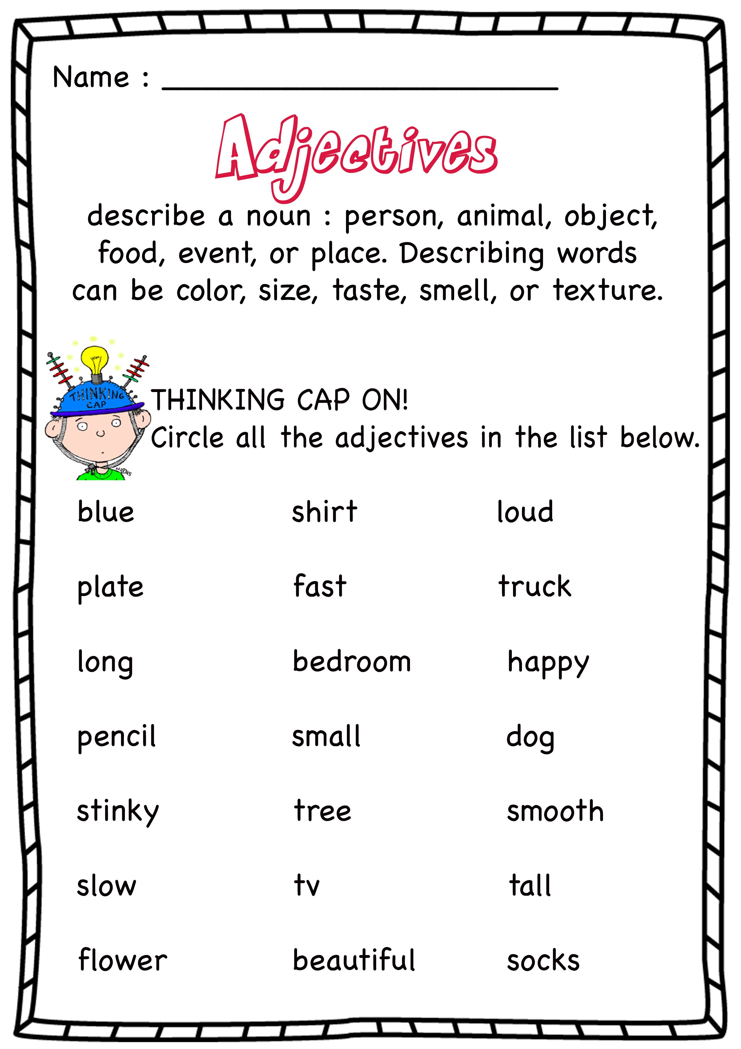 Adjectives Free Worksheets Free Printable Adjectives Worksheets