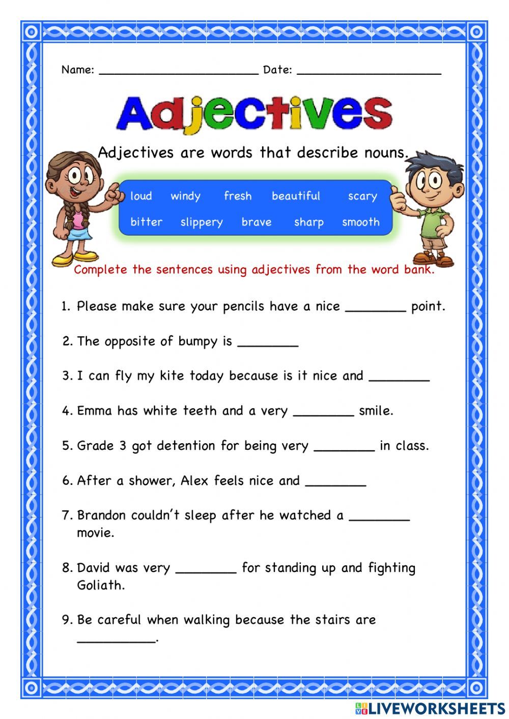 Adjectives Worksheets Grade 3