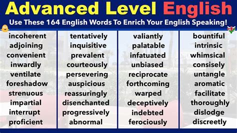 Advanced Level English Use These 164 English Vocabulary Words To