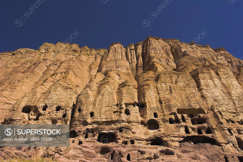 Afghanistan Bamiyan Province Caves In Cliffs Near Empty Niche Where The Famous Carved Small