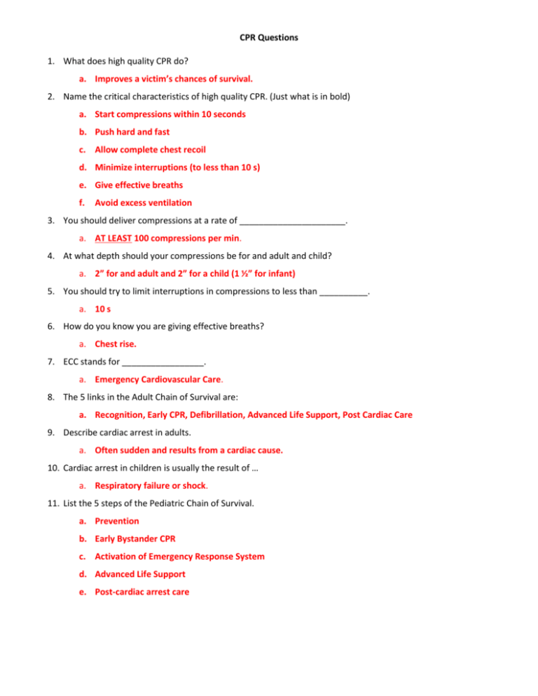 Aha First Aid Cpr Questions And Answer Key By Pirate Store Tpt