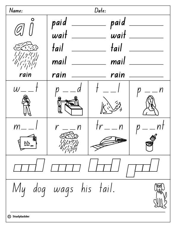 5 Fun AI Vowel Team Worksheets for Kids