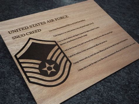 Air Force Senior Non Commissioned Officer Creed With Master Sergeante 7 Insignia Etsy