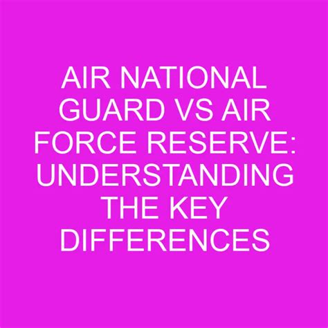 Air National Guard Vs Air Force Reserve Understanding The Key