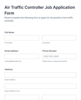 Air Traffic Controller Job Application Form Template Jotform