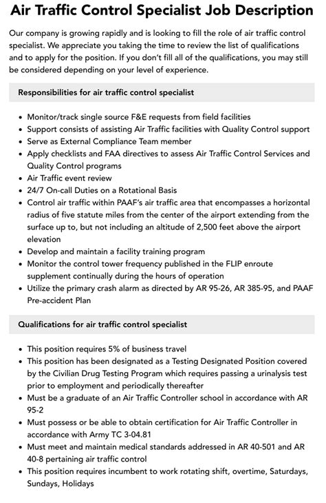 Air Traffic Controller Job Description Velvet Jobs