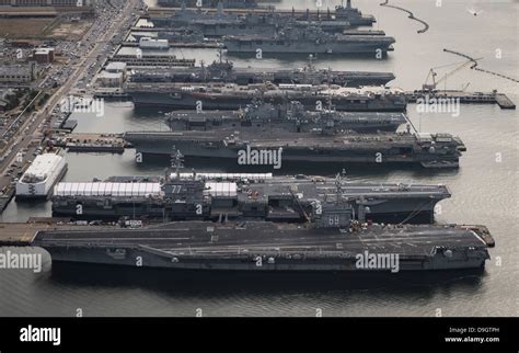 Aircraft Carriers In Port At Naval Station Norfolk Virginia Stock Photo Alamy