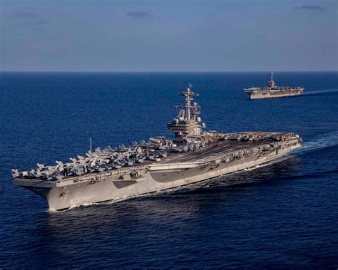 Aircraft Carriers Uss George H W Bush Cvn 77 And Uss Harry S Truman Cvn 75 Docked At