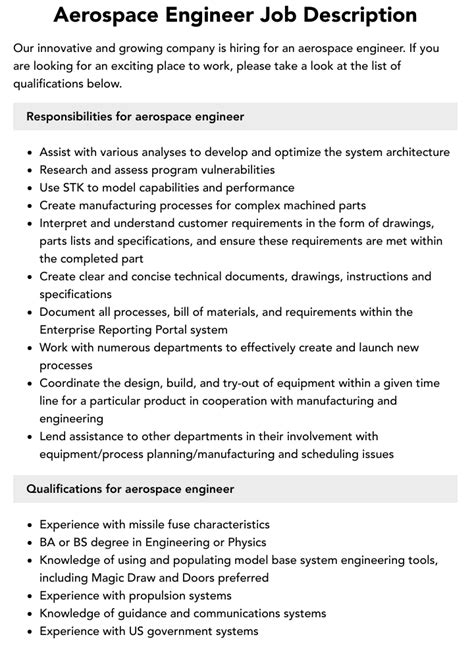 Aircraft Engineering Job Description