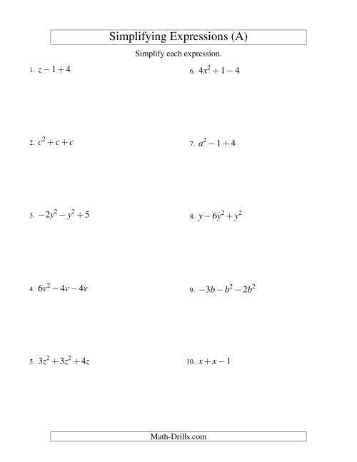 Simplify Algebra 1 Expressions with Our Worksheet Guide