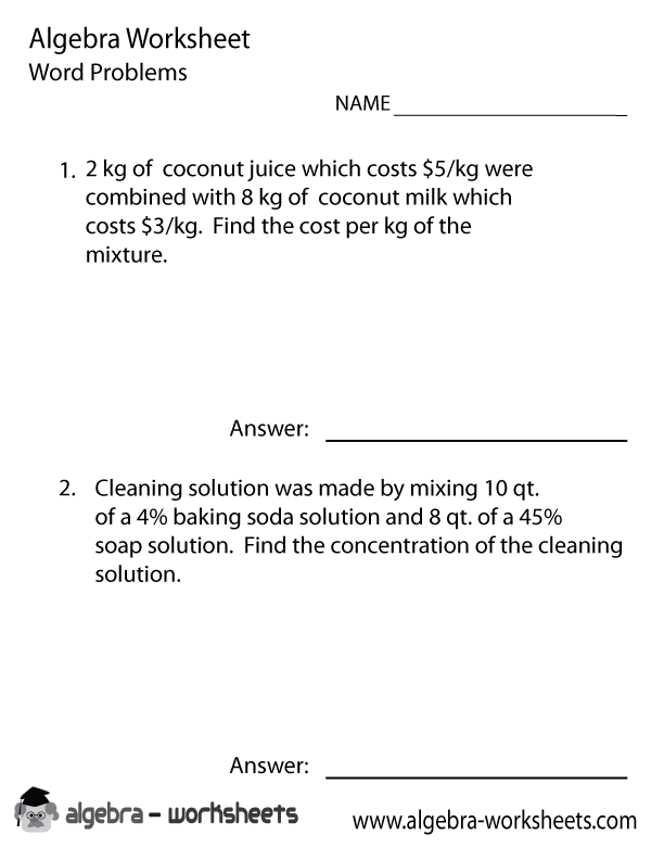 Algebra 1 Word Problems Worksheet: Solve with Ease