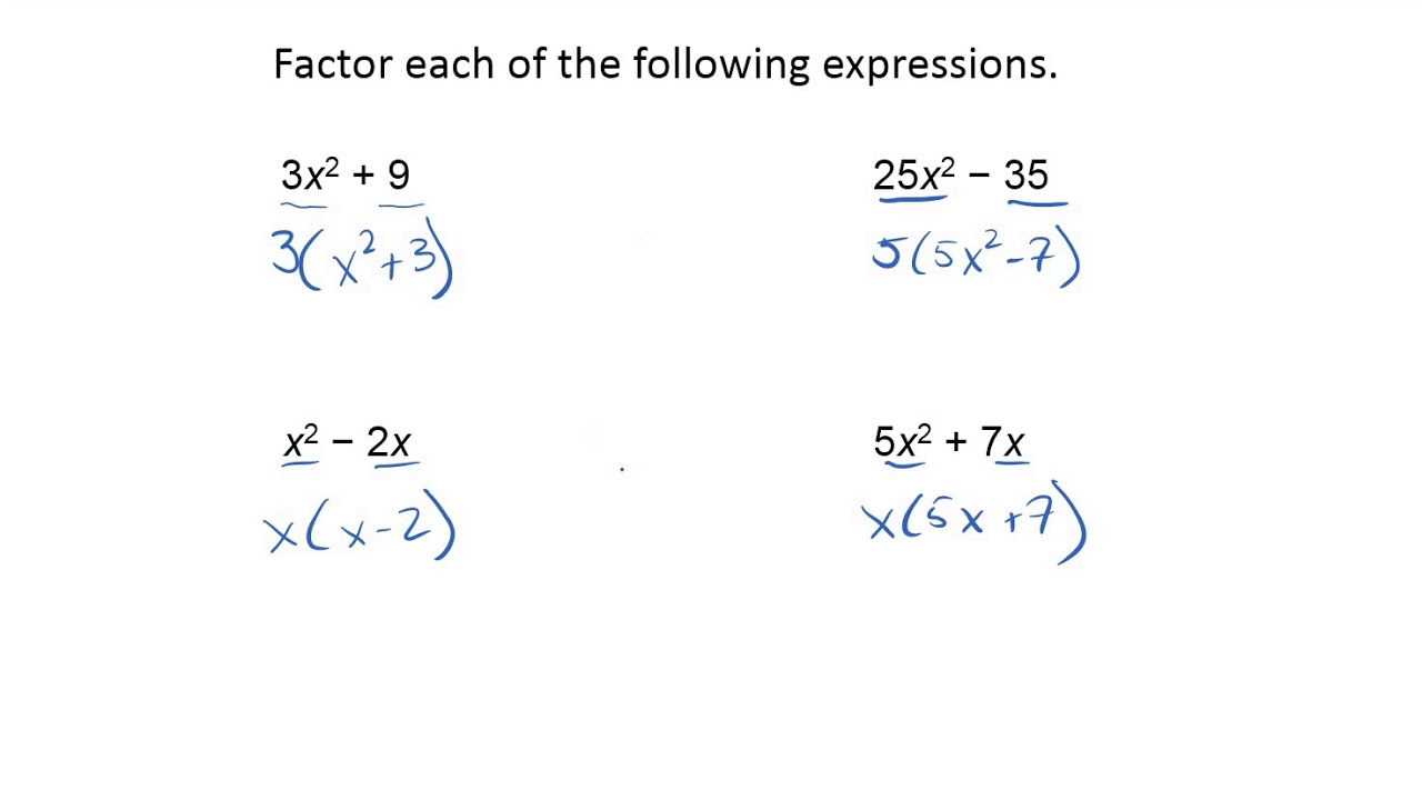 Algebra 2 Factoring Worksheet 1 Youtube