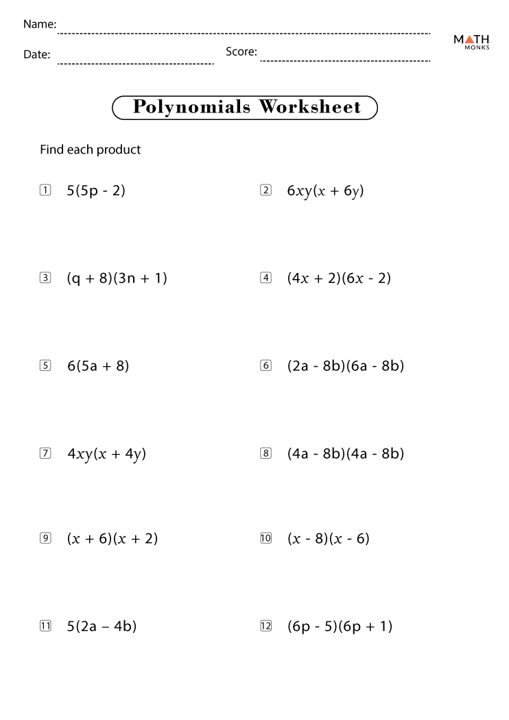 Algebra 2 Section 5 1 Operations With Polynomials Worksheet 1