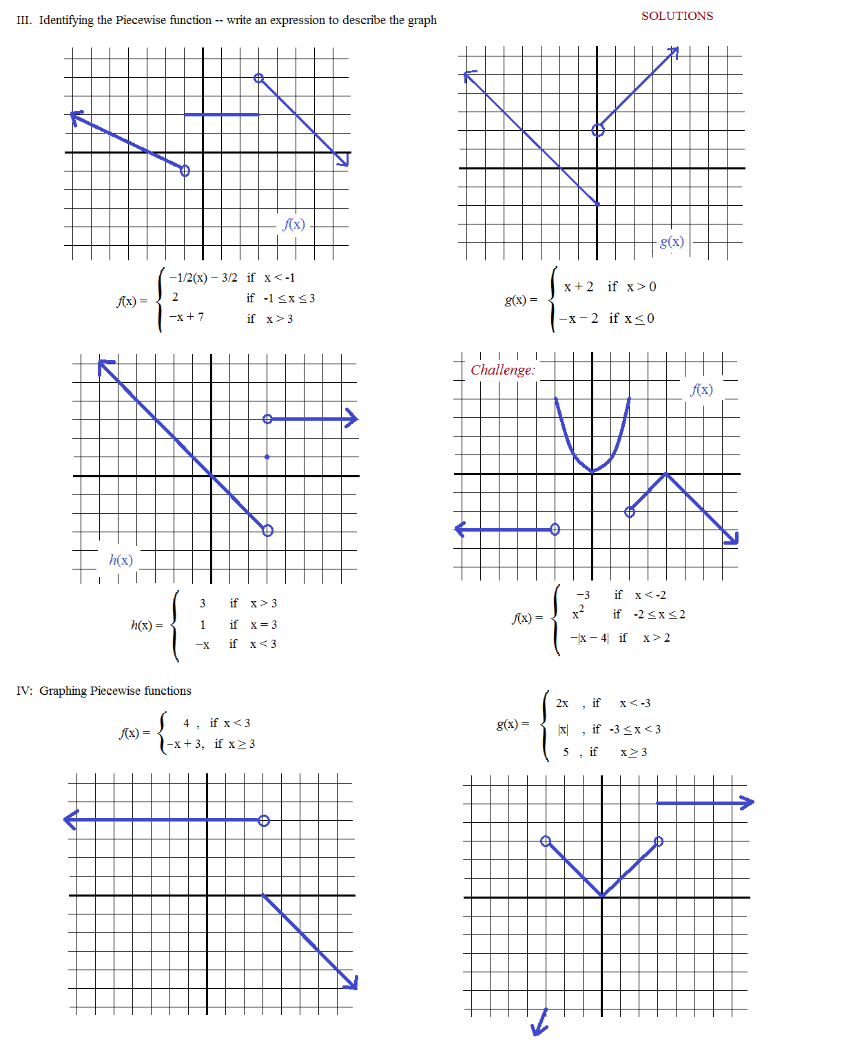 Algebra 2 Yl 44 Graphing Piecewise Functions Worksheet Escolagersonalvesgui