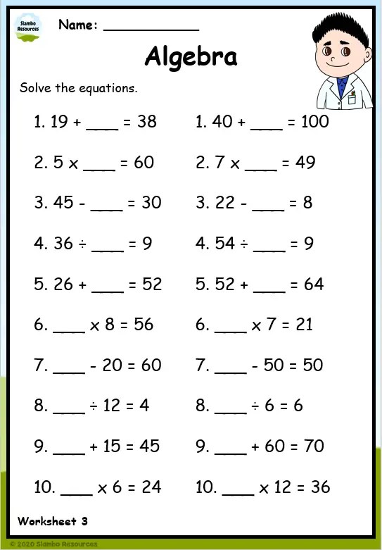 Free 4th Grade Algebra Worksheets for Fun Learning