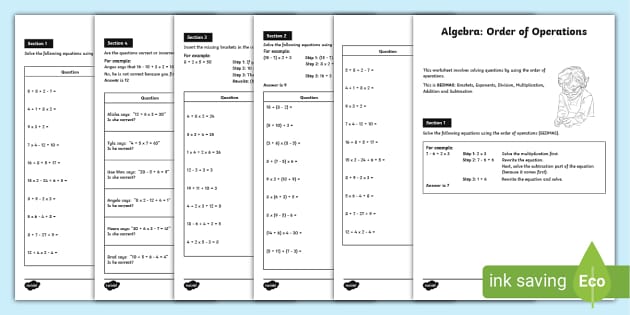 Algebra Order Of Operations Lehrer Gemacht Twinkl