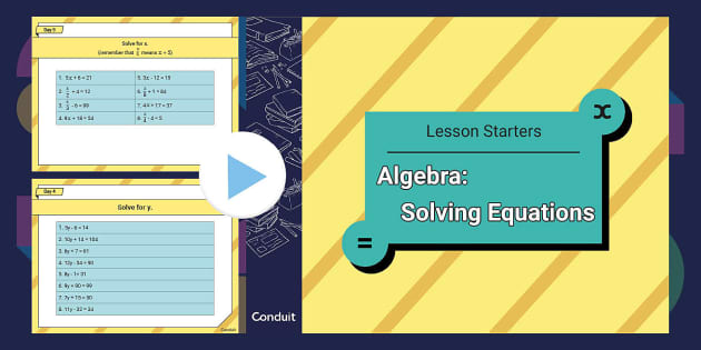 Algebra Solving Equations Five Lesson Starters Powerpoint