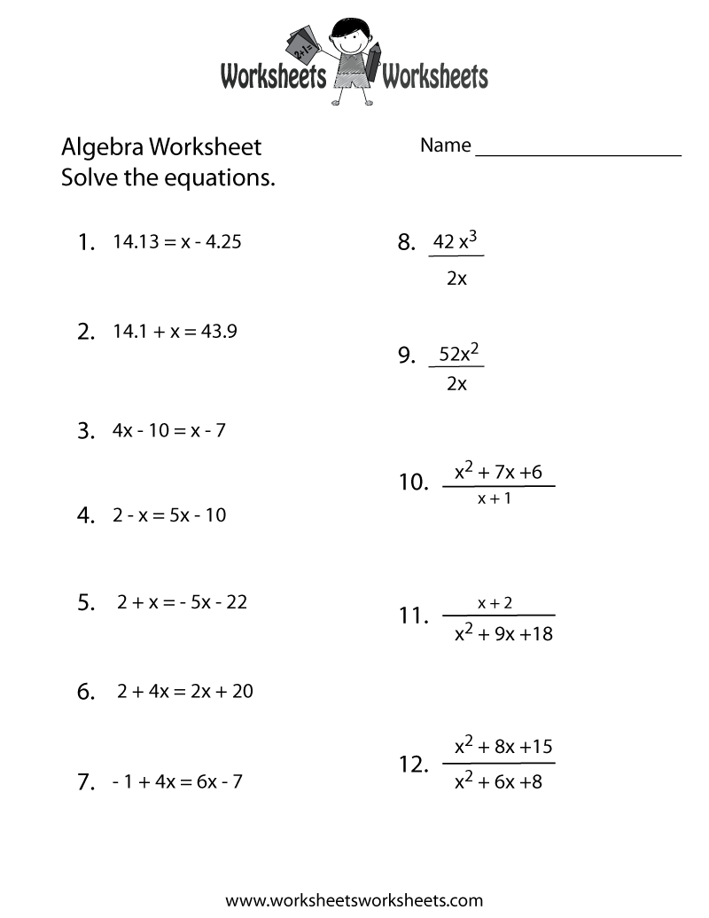 Algebra Worksheets Free Commoncoresheets Worksheets Library