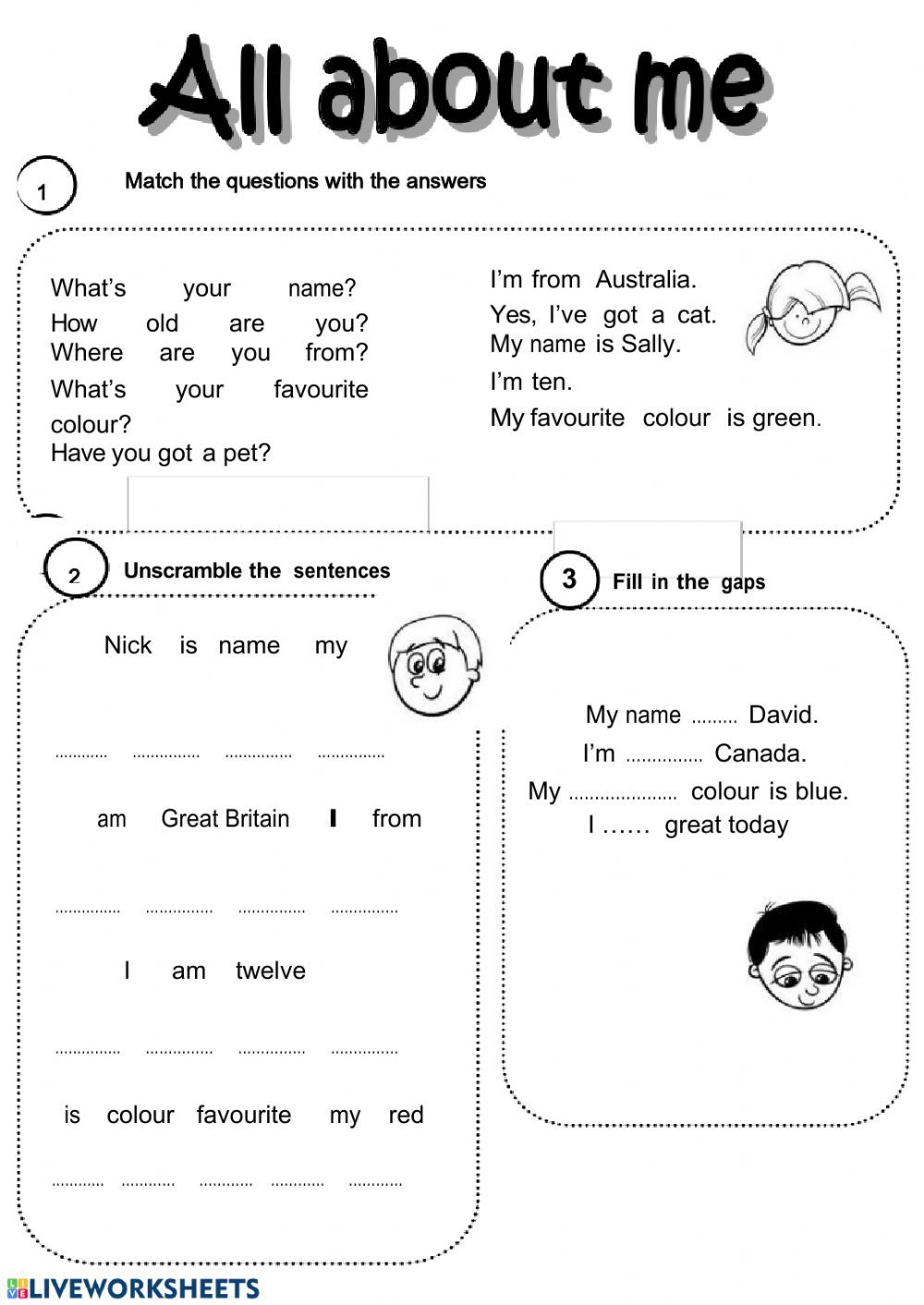 All About Me Interactive Worksheet Tarea De Ingles Tareas Ingles