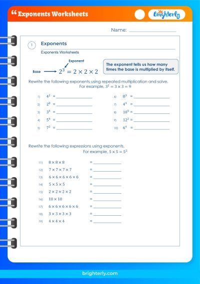 All You Need To Know About Exponents Worksheets Pdfs Brighterly Com