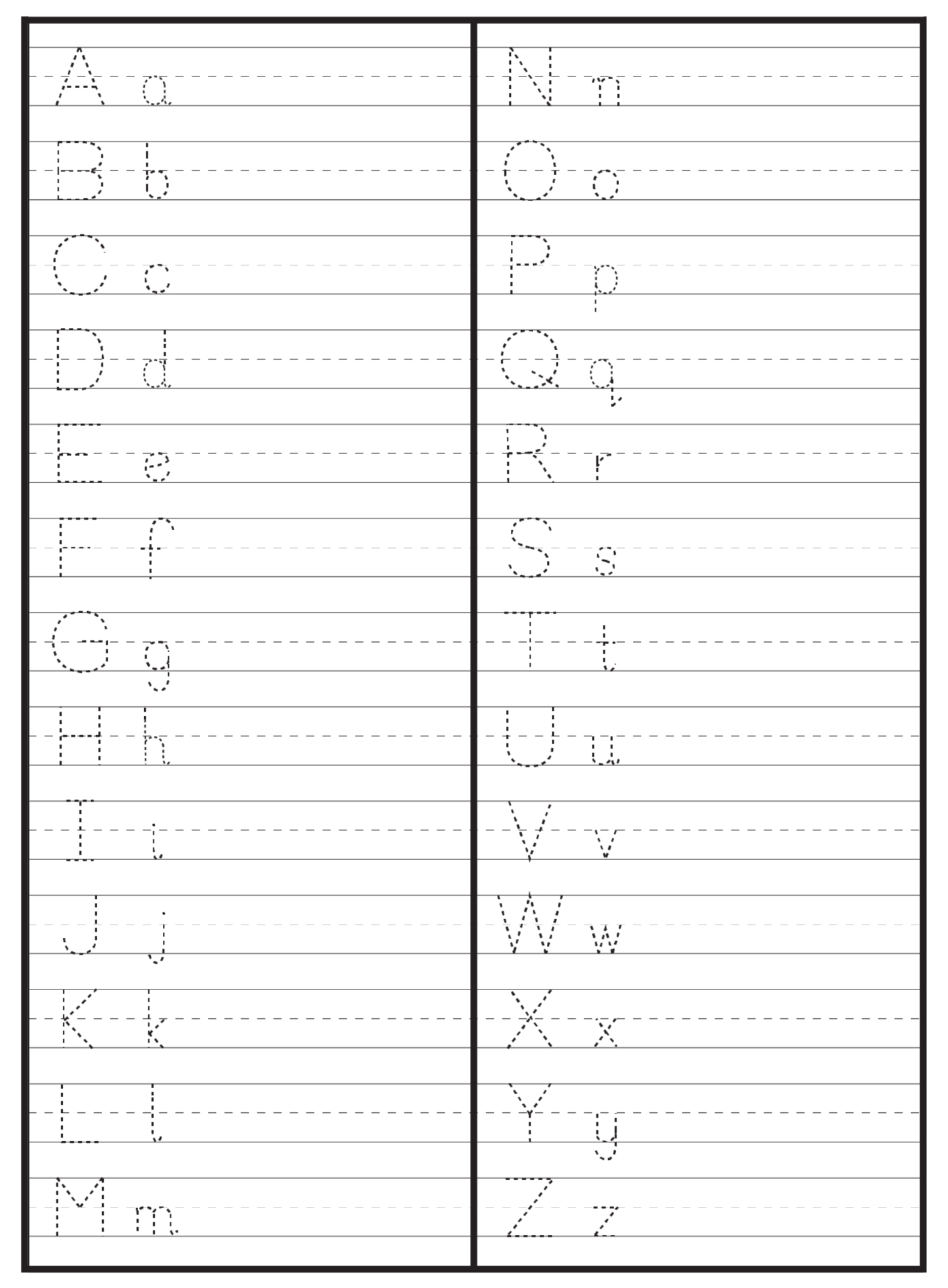 Alphabet Handwriting Worksheets A To Z Printable