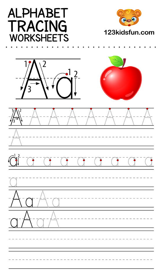 Alphabet Tracing Worksheets A Z Free Printable For Kids 123 Kids Fun