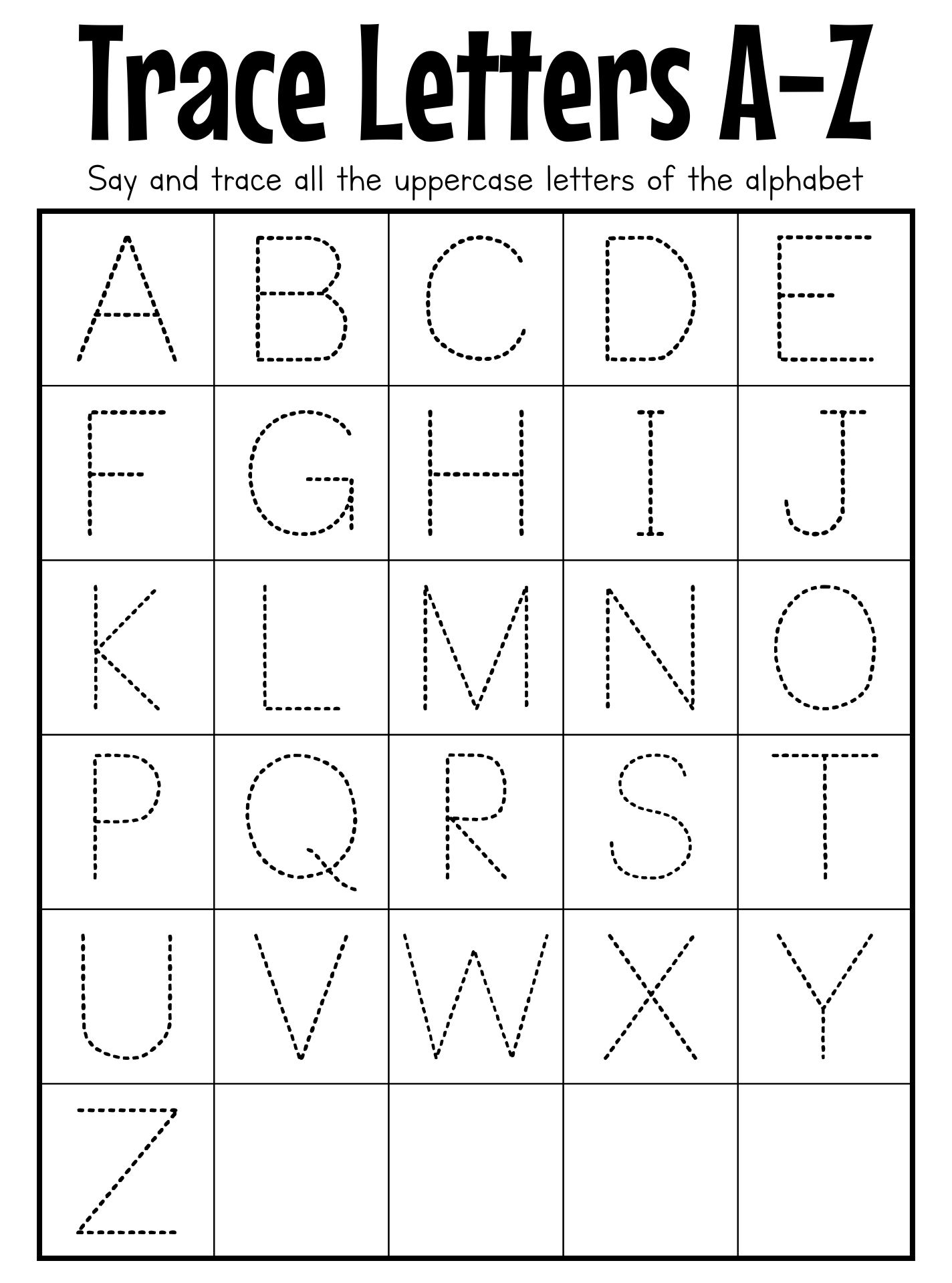 Alphabet Tracing Worksheets Capital Letters