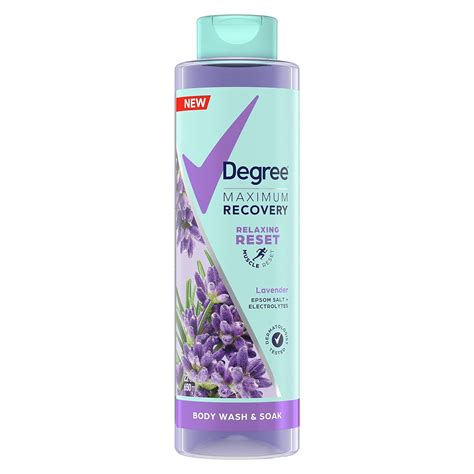 Amazon Com Degree Maximum Recovery Body Wash And Soak Post Workout Recovery Skincare Routine Lavender Extract Epsom Salt Electrolytes Bath And Body Product 22 Oz Beauty Personal Care