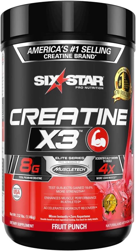 Amazon Com Six Star Creatine Powder Creatine X3 Creatine Hcl Creatine Monohydrate Powder