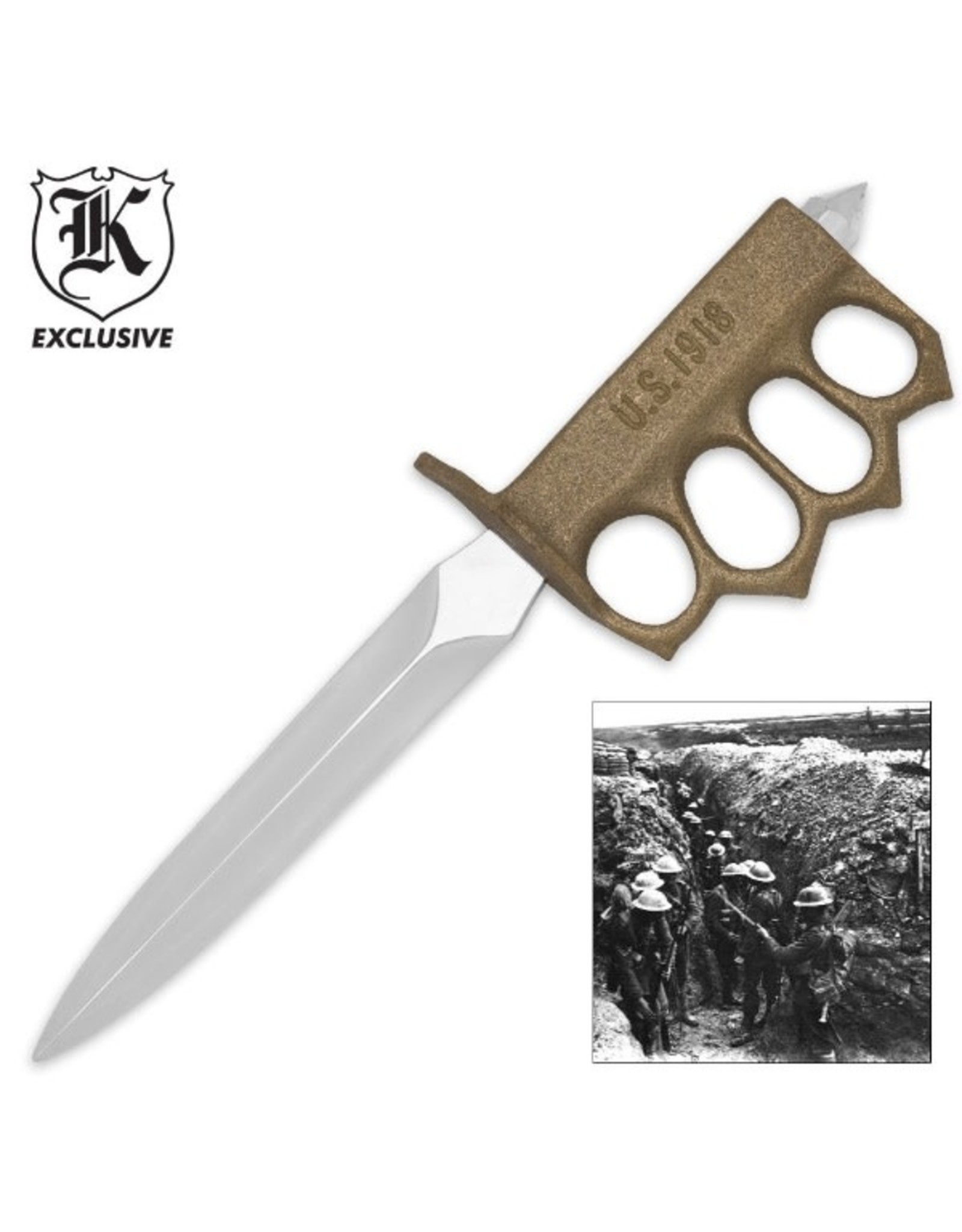 American Ww1 Fighting Knuckle Duster Trench Knife 1918 Dated