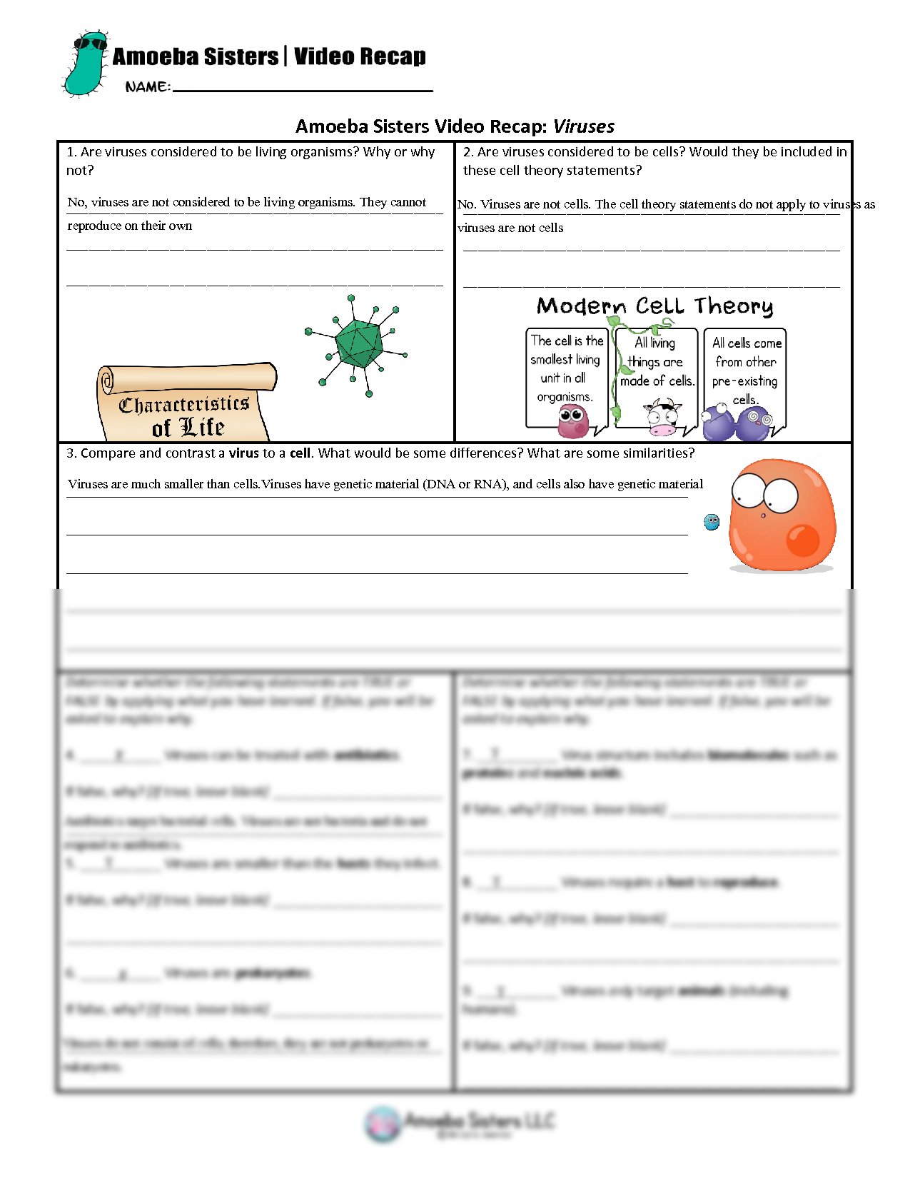 Amoeba Sisters Viruses And The Mysterious Common Cold Worksheet Answers