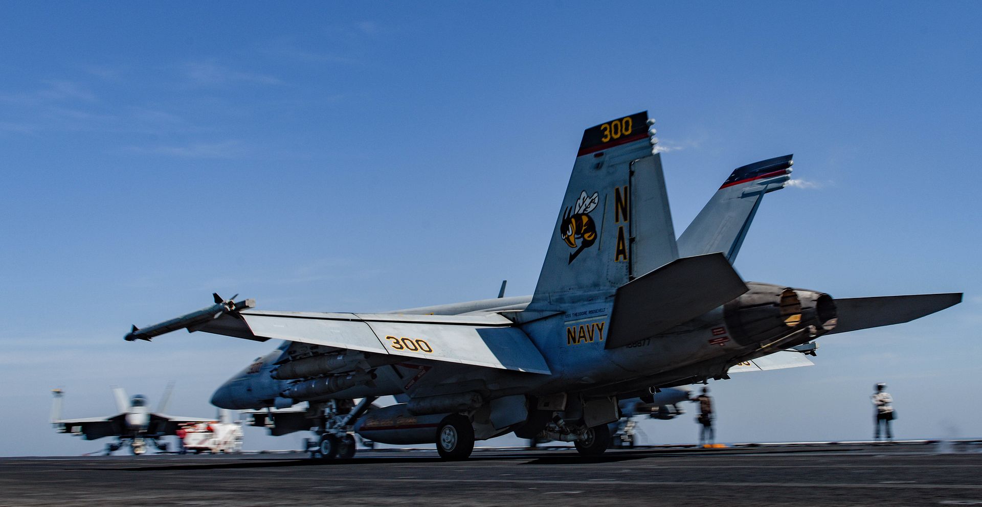 An F A 18C Hornet Assigned To Strike Fighter Squadron 113 Breaks The