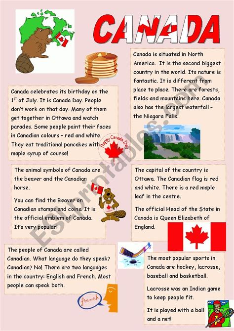 An Info Sheet With Information About Canada