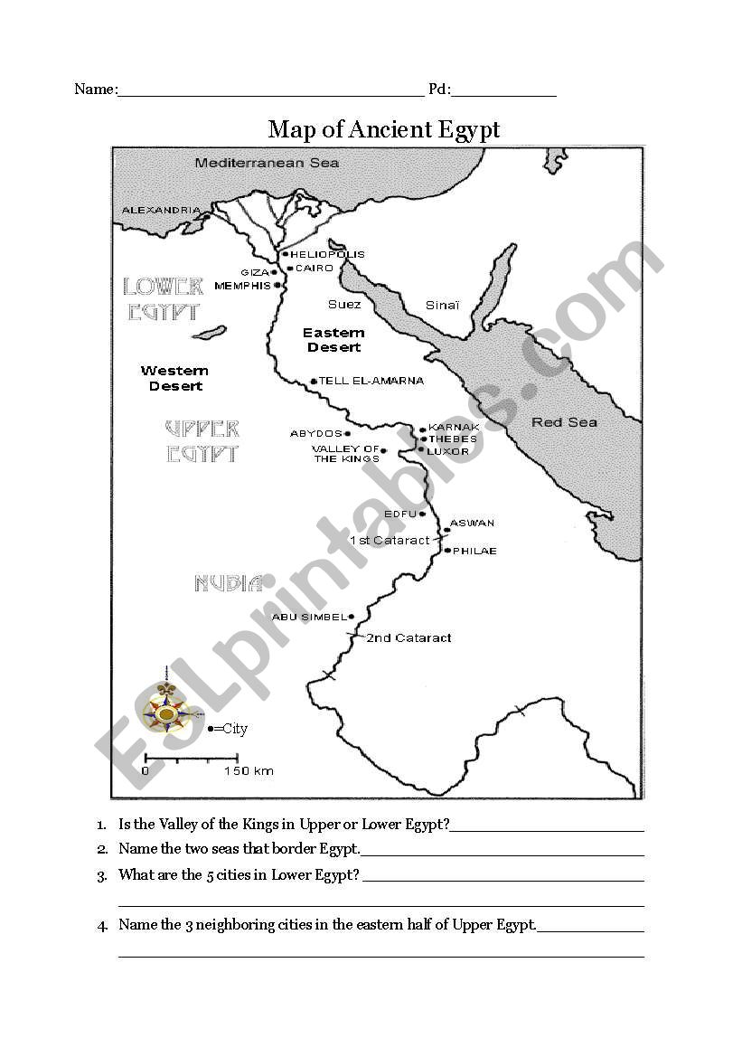 Explore Ancient Egypt with Our Map Worksheet Adventure