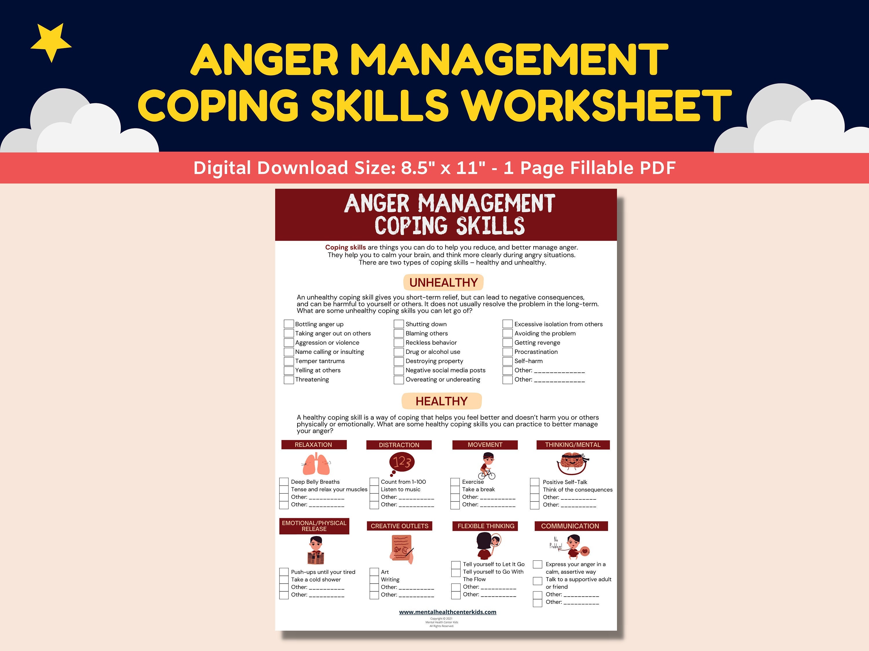 7 Ways to Manage Anger: Coping Skills Worksheet