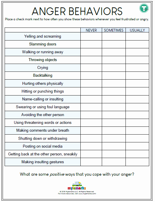 Anger Worksheets For Teens Printable Kids Entertainment