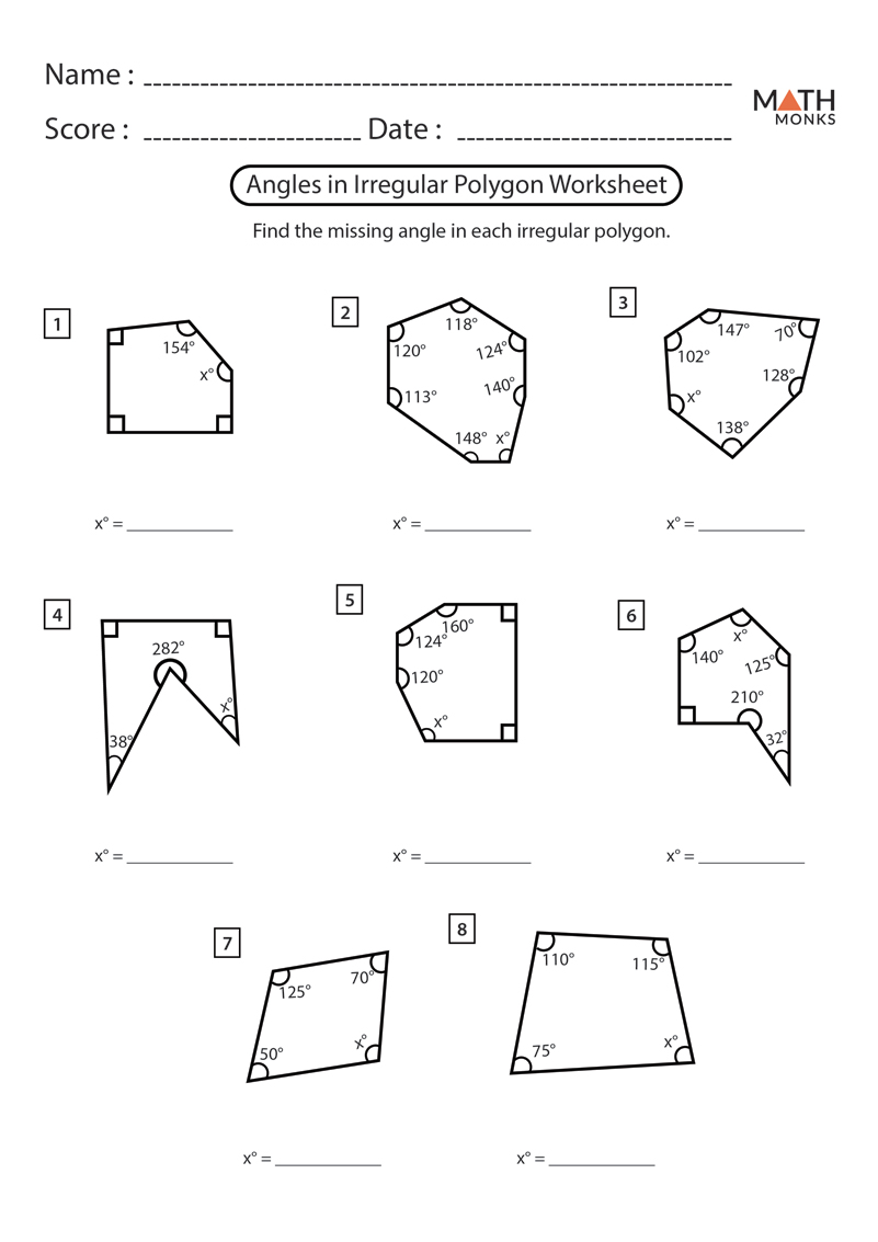 Angles In Polygons Worksheet Preschool Printable Sheet