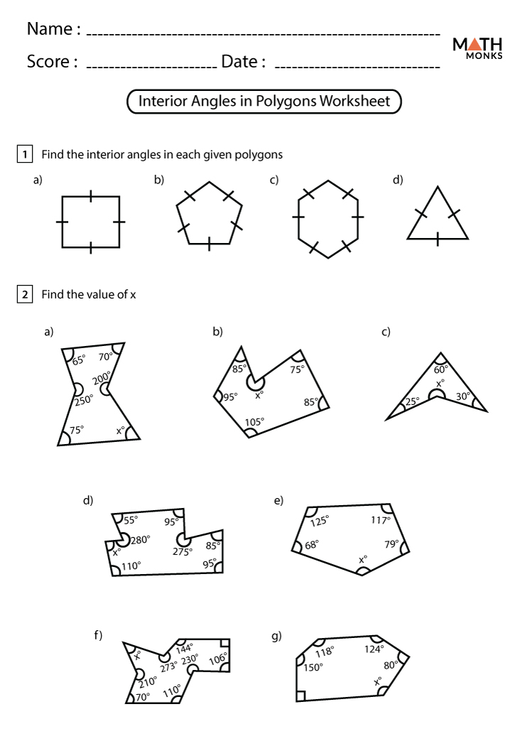 Angles Of Polygon Worksheet E Street Light