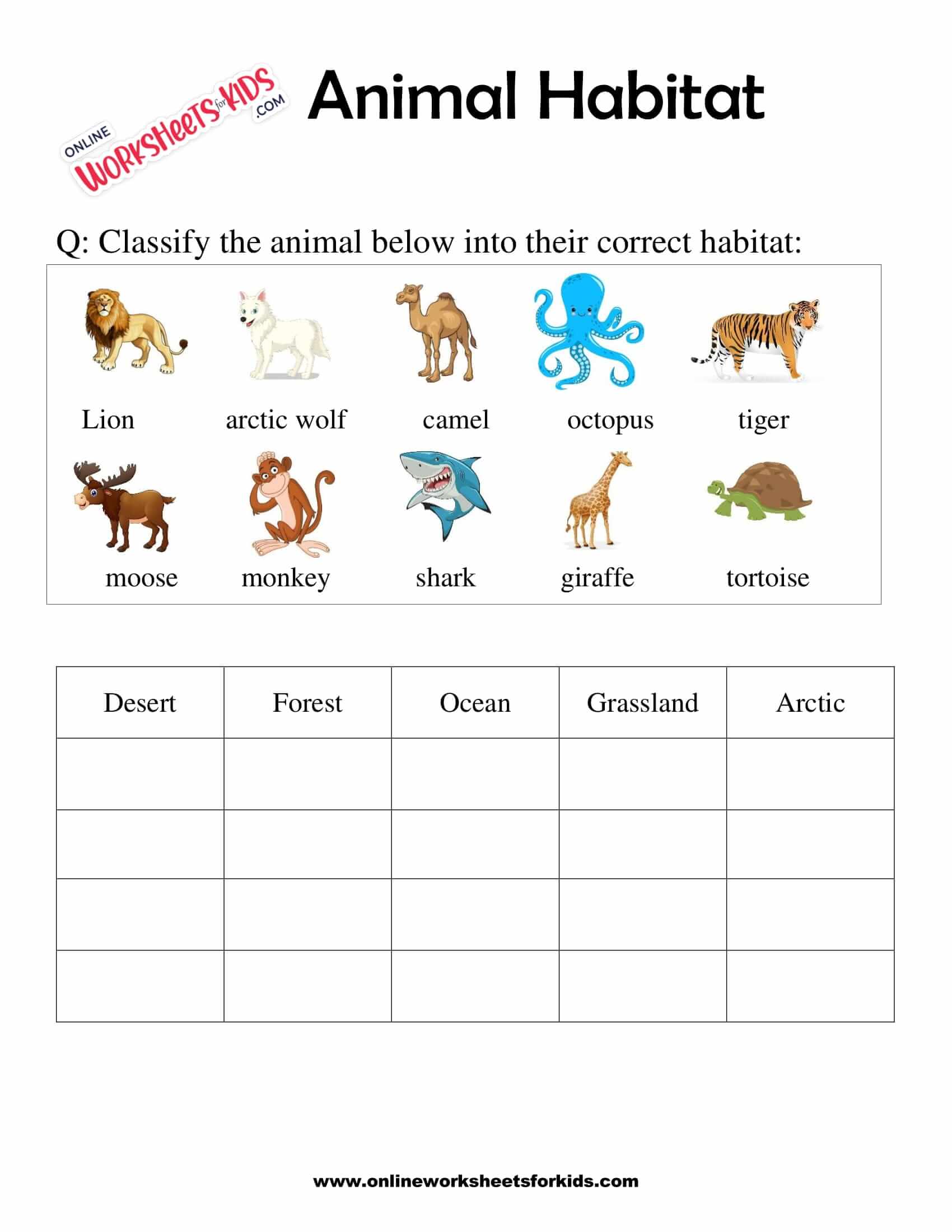 Animal Habitats 3Rd Grade 4Th Grade Science Worksheet Greatschools