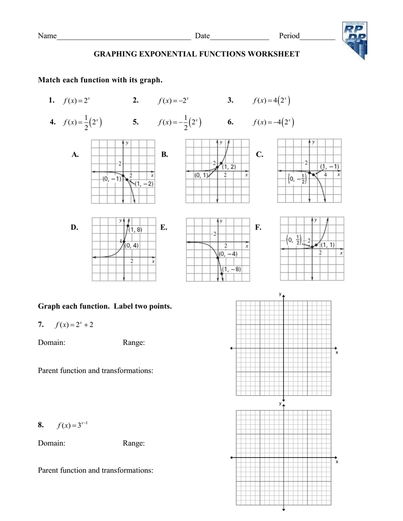 Answer Graphing Exponential Functions Worksheet Worksheet Function