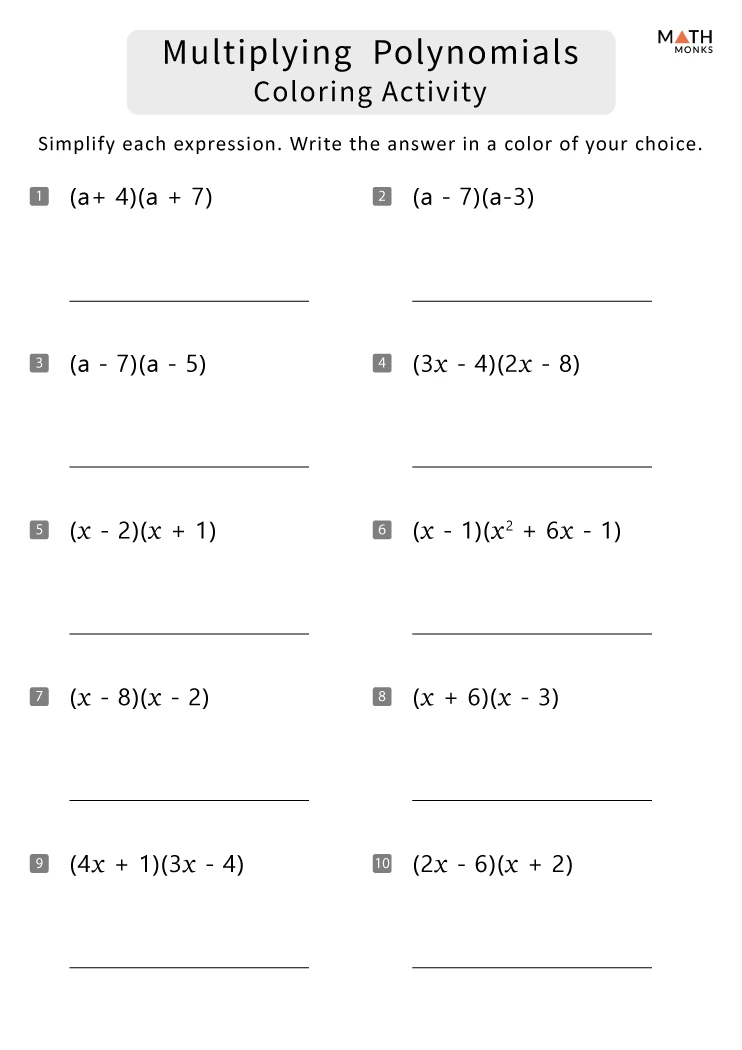 Multiplying Polynomials Coloring Worksheet Answer Key Revealed