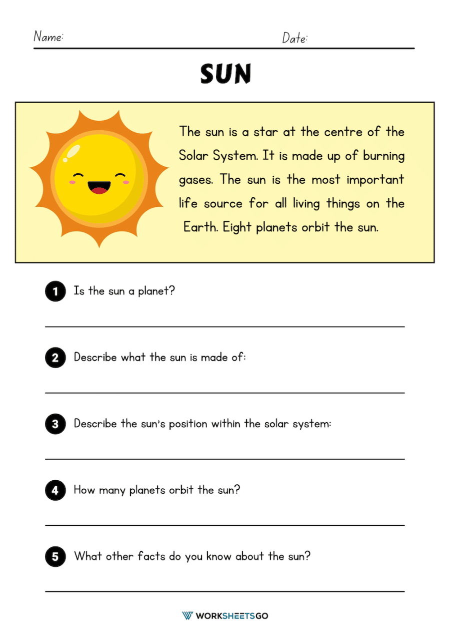 Answer Key The Sun Worksheet Answers