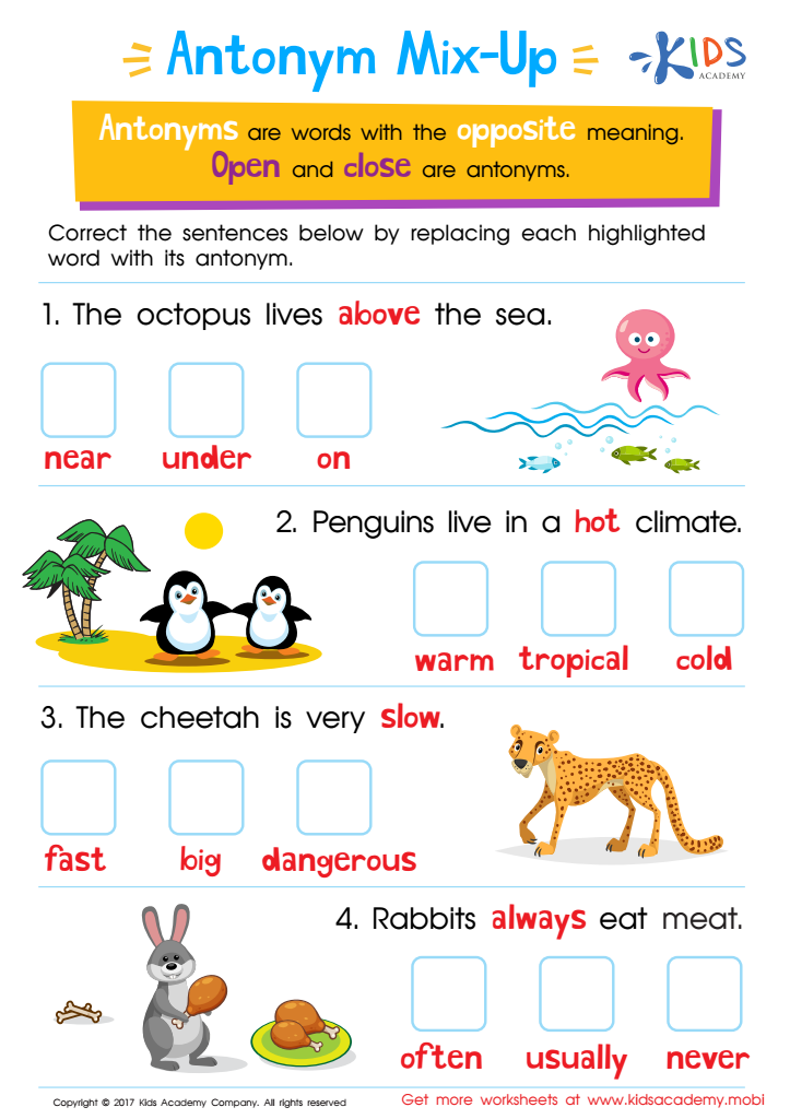 Antonyms For Grade 2 K5 Learning Worksheets Library