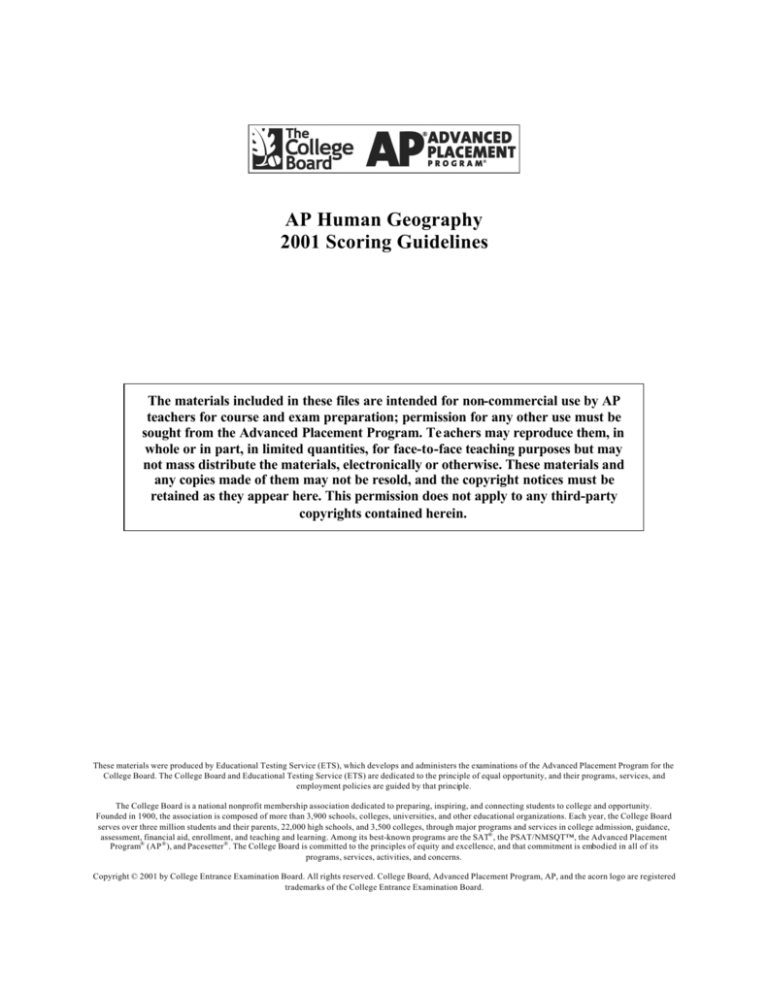 AP Human Geography Scoring Guide and Tips