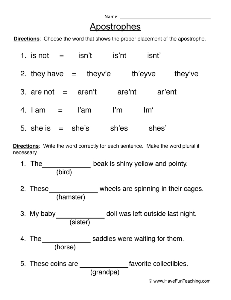 Apostrophe Worksheets Enhance Your Grammar Skills With Engaging Exercises